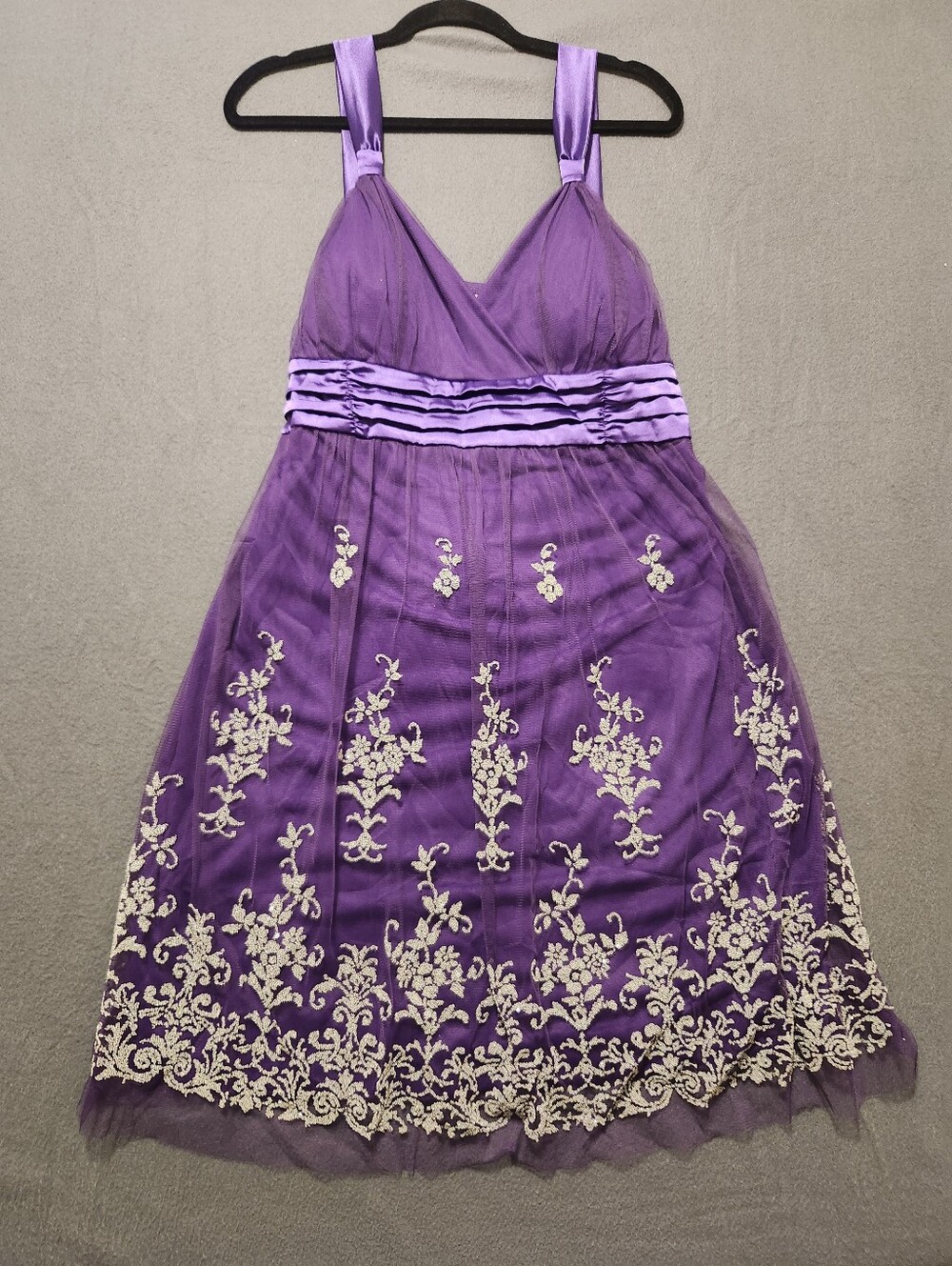 Finesse Dress Women Size 3X Purple Lace Layer Beads